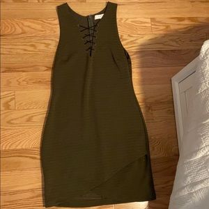 Green zip up knee length dress